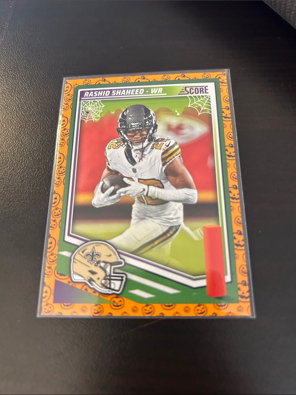 Panini Orange and Green Rashid Shaheed Halloween Football Card